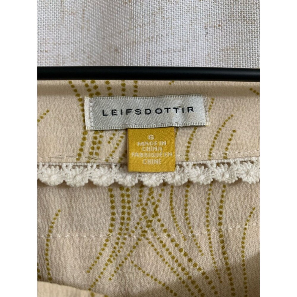 Leifsdottir Anthro 100% Silk Chartreuse Boho Ruffle Trim Women's Top 6 - Picture 3 of 8